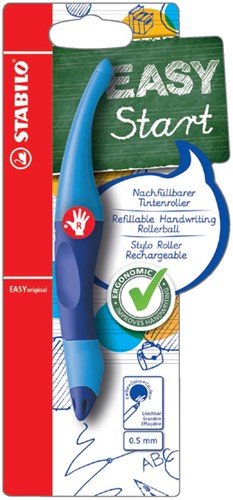 Rollerpen STABILO Easyoriginal rechtshandig licht/donkerblauw blister