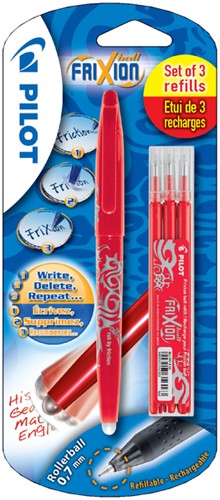 Rollerpen PILOT Frixion BL-FR7  0.35mm + 3 vullingen rood