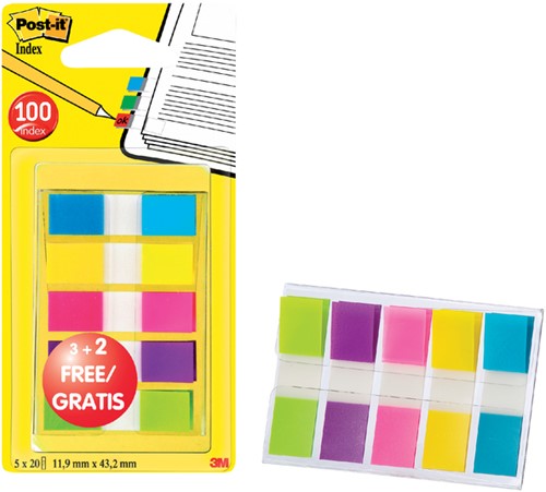 Indextabs Post-it 6835 11.9x43.1mm 3+2 gratis assorti 100 tabs