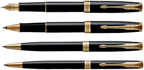 Balpen Parker Sonnet black lacquer GT medium-3