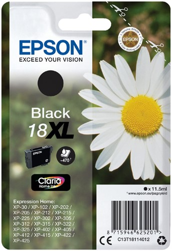 Inktcartridge Epson 18XL T1811 zwart HC