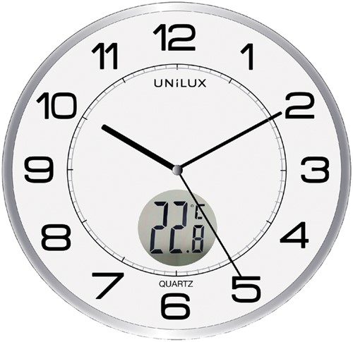 Wandklok Unilux Tempus Ø30,5cm lichtgrijs/wit