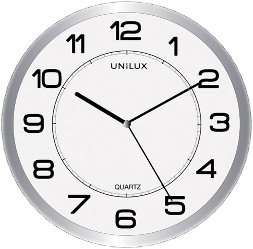 Wandklok Unilux Attraction Ø22cm lichtgrijs/wit