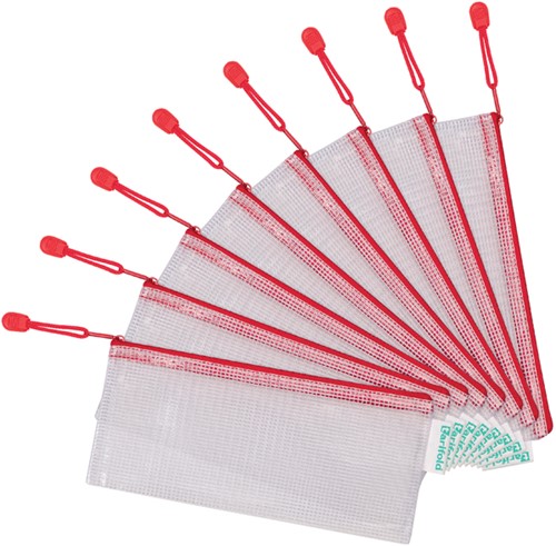 Opbergtas Zipper met rits 250x115mm PVC rood