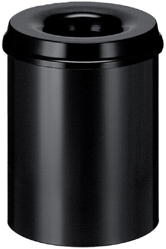 Papierbak met vlamdover Vepabins 15liter 26cm zwart