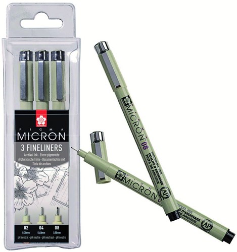 Fineliner Sakura pigma micron blister 3 stuks zwart-2