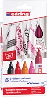 Textielmarker edding 4500 rond 2-3mm warm assorti 5 stuks