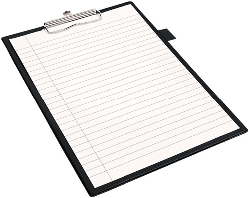 Klembord Quantore A4 staand PVC zwart met 100mm klem + penlus-2