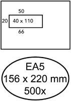 Envelop Hermes EA5 156x220mm venster 4X11links 500 stuks