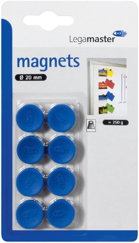 Magneet Legamaster 20mm 250gr blauw 8 stuks