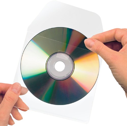Cd/dvd hoes Djois 127x127mm met klep transparant 25 stuks-2