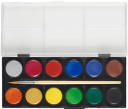 Waterverfdoos FC 12 kleuren (diameter 30cm) incl. penseel 